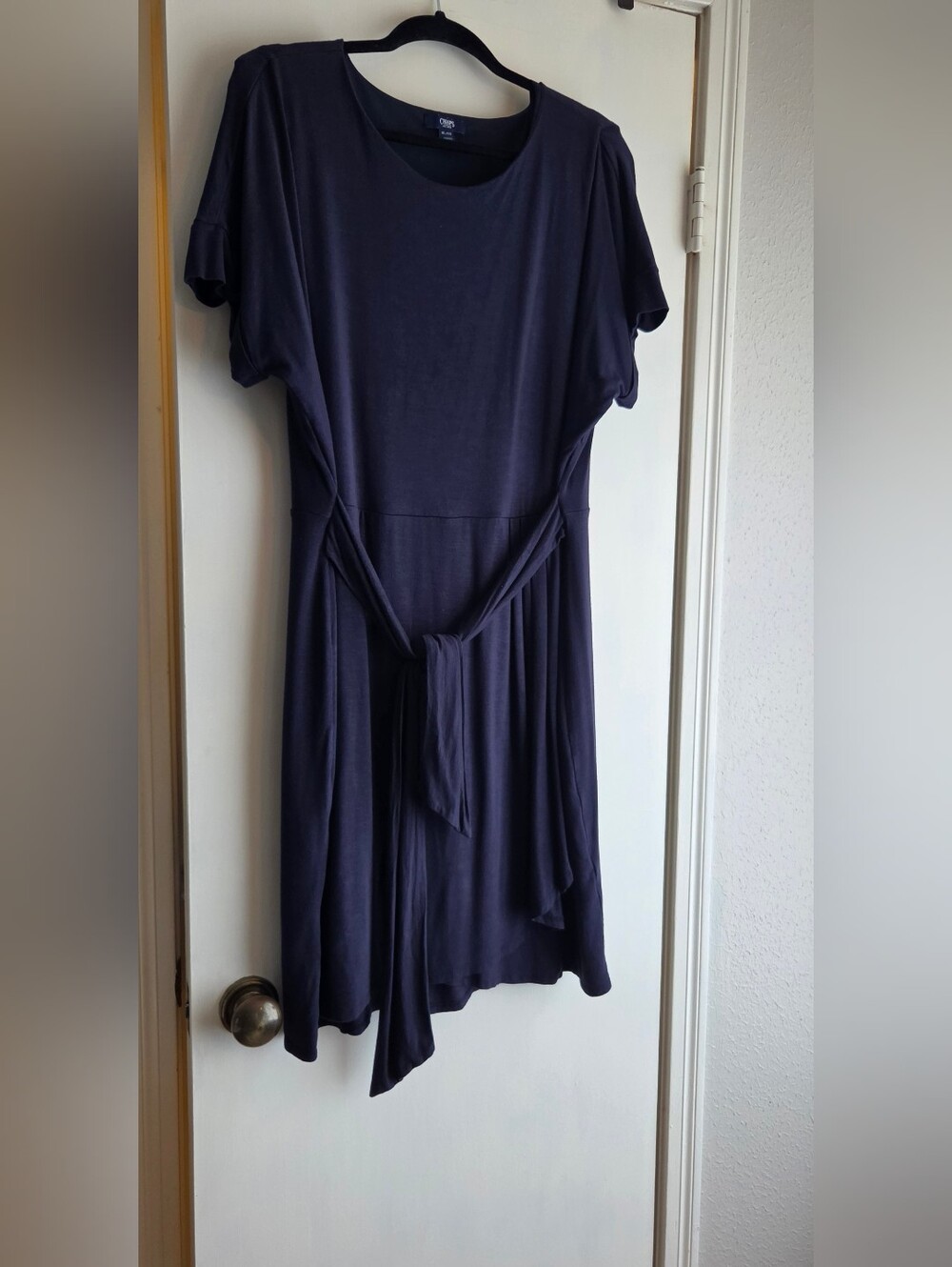 Chaps Navy Tie-Waist Midi Dress